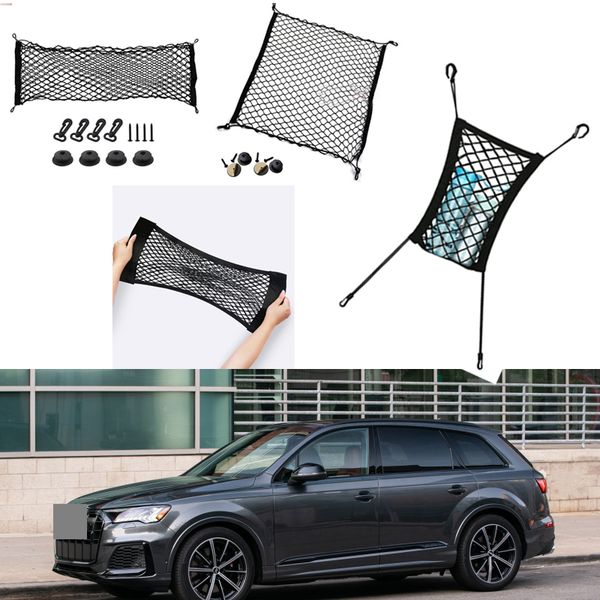 for audi sq7 car auto vehicle black rear trunk cargo baggage organizer storage nylon plain vertical seat net